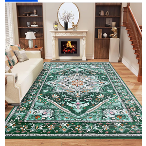 Vanmoos 8x10 Area Rugs for Living Room, Bedroom - Machine Washable, Non-Slip Bedside Rug, Large Soft Floor Carpet for Office, Dining Room, Farmhouse and Home Decor, Charm/Turquoise