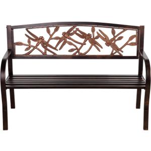 Evergreen Garden Weatherproof Dragonfly Outdoor Bench | Holds Up to 300 lbs. | Furniture for Lawn Garden Patio Porch Park Deck | Steel | Bronze