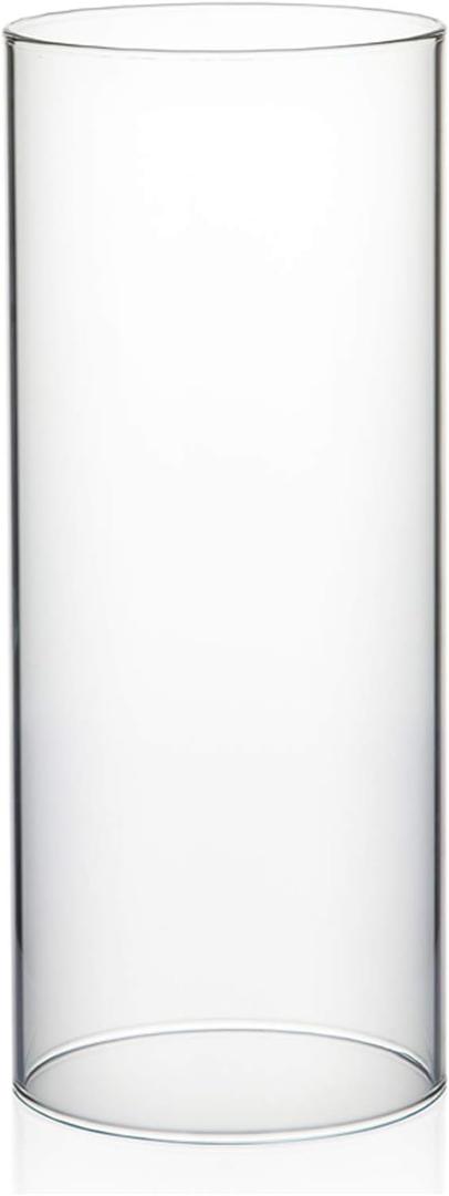 WGVI Hurricane Candle Holder Sleeve, Wide 4", Height 10", Clear Glass Cylinder Candleholder, Chimney Tube, Open Ended Candle Shade, 1 Piece