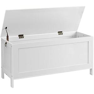 HOOBRO Toy Box, Retro Wooden Look Storage Chest with Safety Hinge, Entryway Storage Bench Supports 220 lb, 39.4 x 15.7 x 18.9 Inches Toy Chest Organizer, Easy Assembly (White)