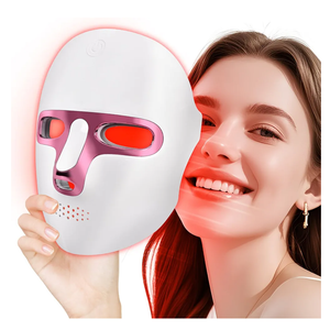 SDKWDH Red Light Photon Facial Mask, Wireless Rechargeable & Ergonomic Design with NIR, Portable for Home & Travel, Gold