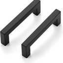 Ravinte 10 Pack Square Bar Kitchen Cabinet Handles Matte Black Cabinet Pulls Drawer Pulls with 3-3/4 Inch Hole Center Kitchen Cabinet Hardware