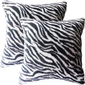 Black White Square Pillow Cover Soft Fluffy Fuzzy Faux Fur Zebra Stripe Throw Pillows Modern Decorative Accent Cushion Covers Pillowcase for Couch Sofa Living Room Bedroom, 18x18