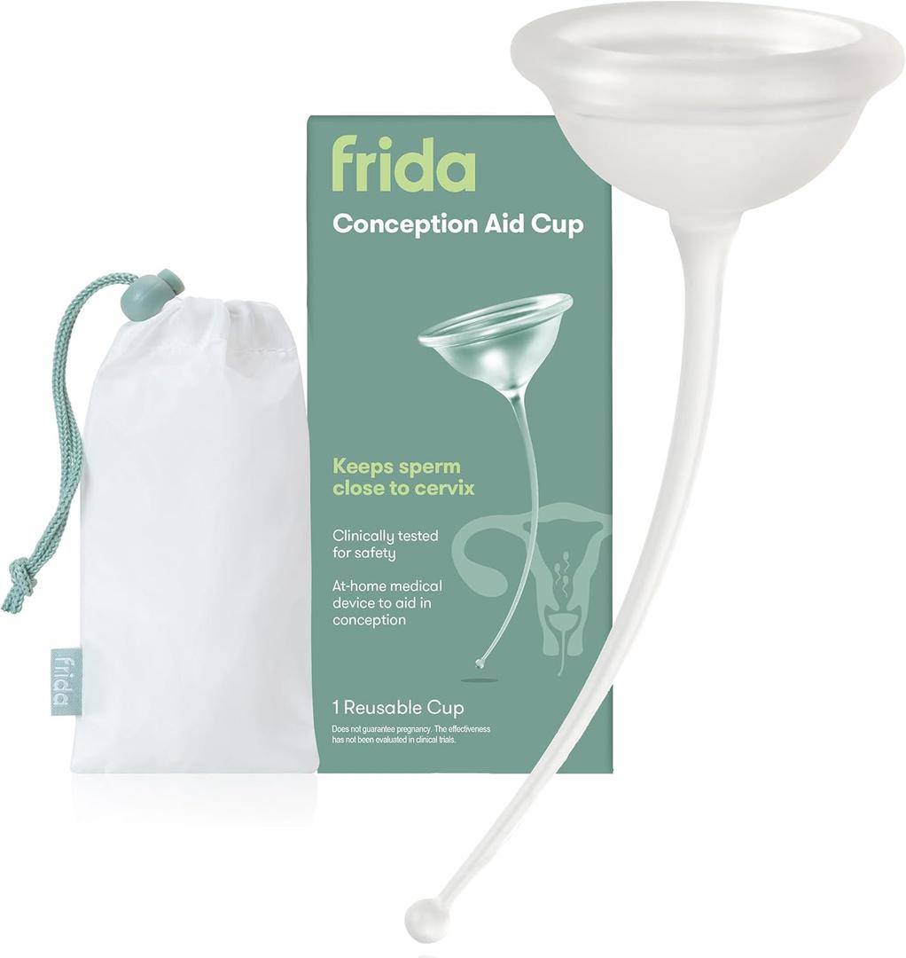 Frida Fertility Conception Aid Cup, Keeps Sperm Close to Cervix, Natural Pregnancy Support for Family Planning, Soft Flexible Silicone, Reusable Conception Cup and Storage Bag