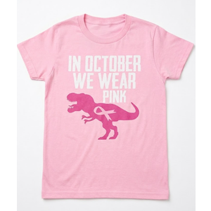 in October We Wear Pink Breast Cancer Awareness Kids T-Shirt, Pink, Size XS Youth