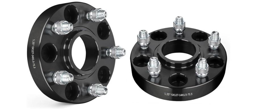 EVIL ENERGY 5x5 Wheel Spacers 1.25 inch Compatible for Jeep Grand Cherokee 2011-2023, 5x127 mm Hubcentric with Lip 5 Lugs 71.5 mm Hub Bore M14x1.5 Studs Wheel Adapters Black