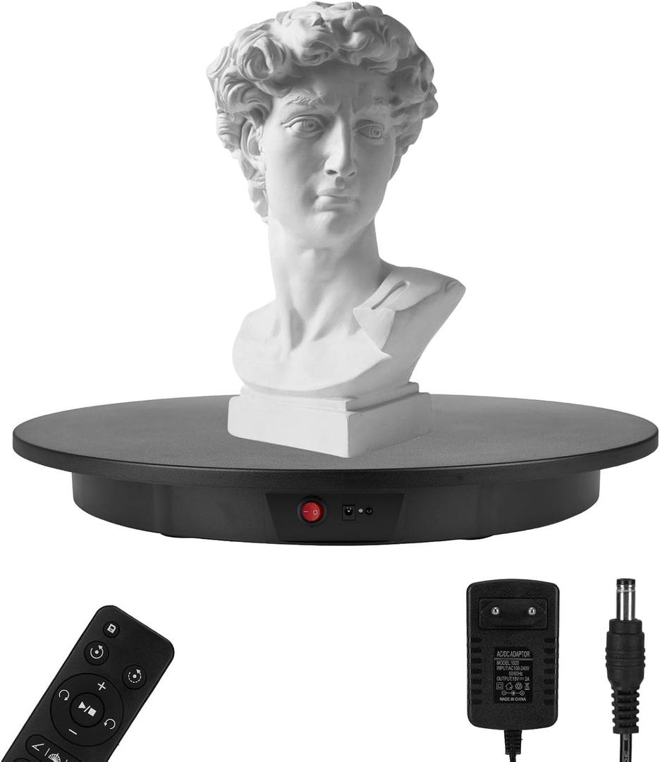 Motorized Rotating Display Stand, Angle Speed Adjustable Electric Rotating Turntable, 360 Degree 330 Lbs Load Auto Rotating Platform for Photography Big Size Products Display Video Show, Wired Black
