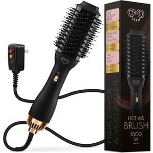 Professional Blowout Hair Dryer Brush, Black Gold Dryer and Volumizer, Hot Air Brush for Women, 60MM Oval Shape