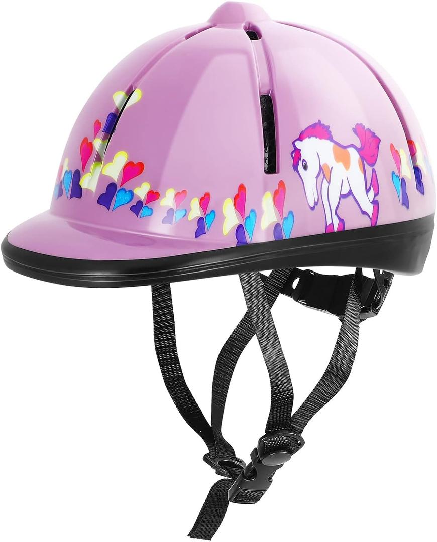 Adjustable Horse Riding Kids Helmet Equestrian for 2 to 6 Years Old, S Size and Head Size 48 to 54cm (Pink)