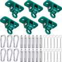 Tandefio 6 Sets of Robust Swing Hangers for Wooden Concrete Set with Swing Hooks Screws Bolts Washers Swingset Accessories for Porch Patio Yoga Indoor Outdoor, Over 1800 lb Capacity (Green)