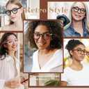 EASY READ Retro Round Blue Light Blocking Reading Glasses for Women,Anti UV Readers for Women with Spring Hinge