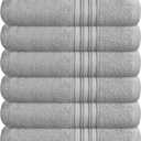 BOUTIQUO Ultra Soft Cotton 6 -Piece Hand Towel Set 16x24 Inch, Ideal for use in Bathroom, Kitchen, Gym, Spa & General Cleaning, Compact & Lightweight Multi Purpose Hand Towels - Light Grey