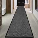 GOYLSER 15ft Jute Hallway Runner Rug Non Slip Washable, Rubber Backed Absorbent Laundry Rugs Laundry Room Runner, Black Long Entry Runner