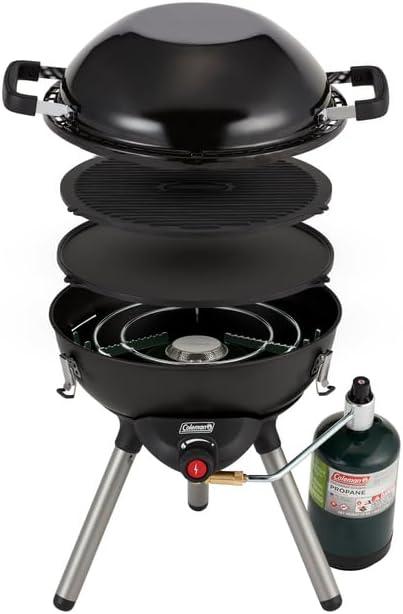 Coleman 4-in-1 Portable Propane Grill with 4 Cooking Attachments, Grill/Stove/Griddle/Wok with 7000 BTUs of Power for Grilling, Tailgating, Camping, BBQ, & More (Black)