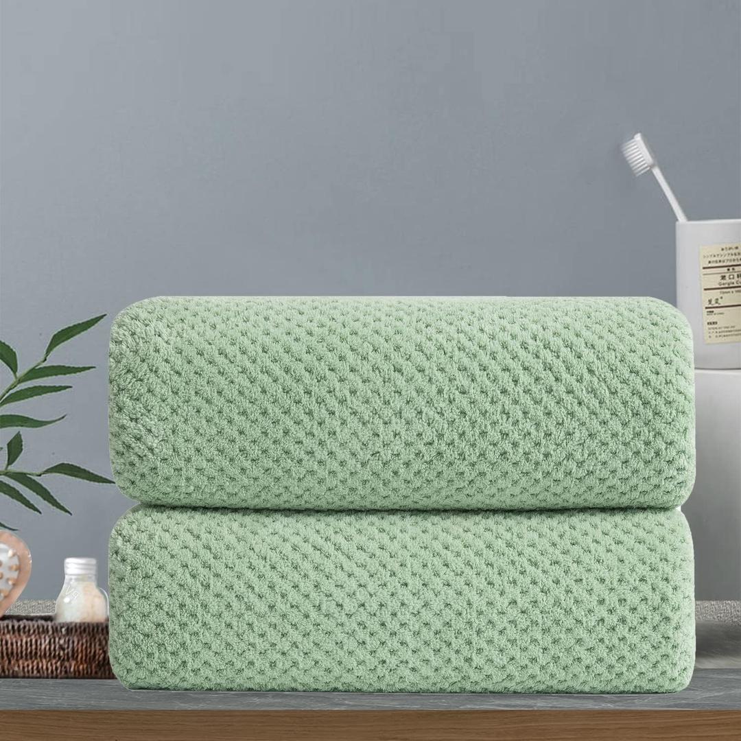 Hand Towels Set 2 Pack-16x31,Ultra Soft Microfibers Bathroom Towel Set Highly Absorbent Quick Dry Luxury Premium Towel Lightweight Durable Hand Towel Collection for Hotel Spa Gym Kitchen,Green