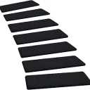 PURE ERA Carpet Stair Treads Ultra Plush 8" X 30" Soft Indoor Stair Protectors Pet-Friendly Non-Slip Skid Resistant Tape Free Washable Reusable(14 Pieces, Black)