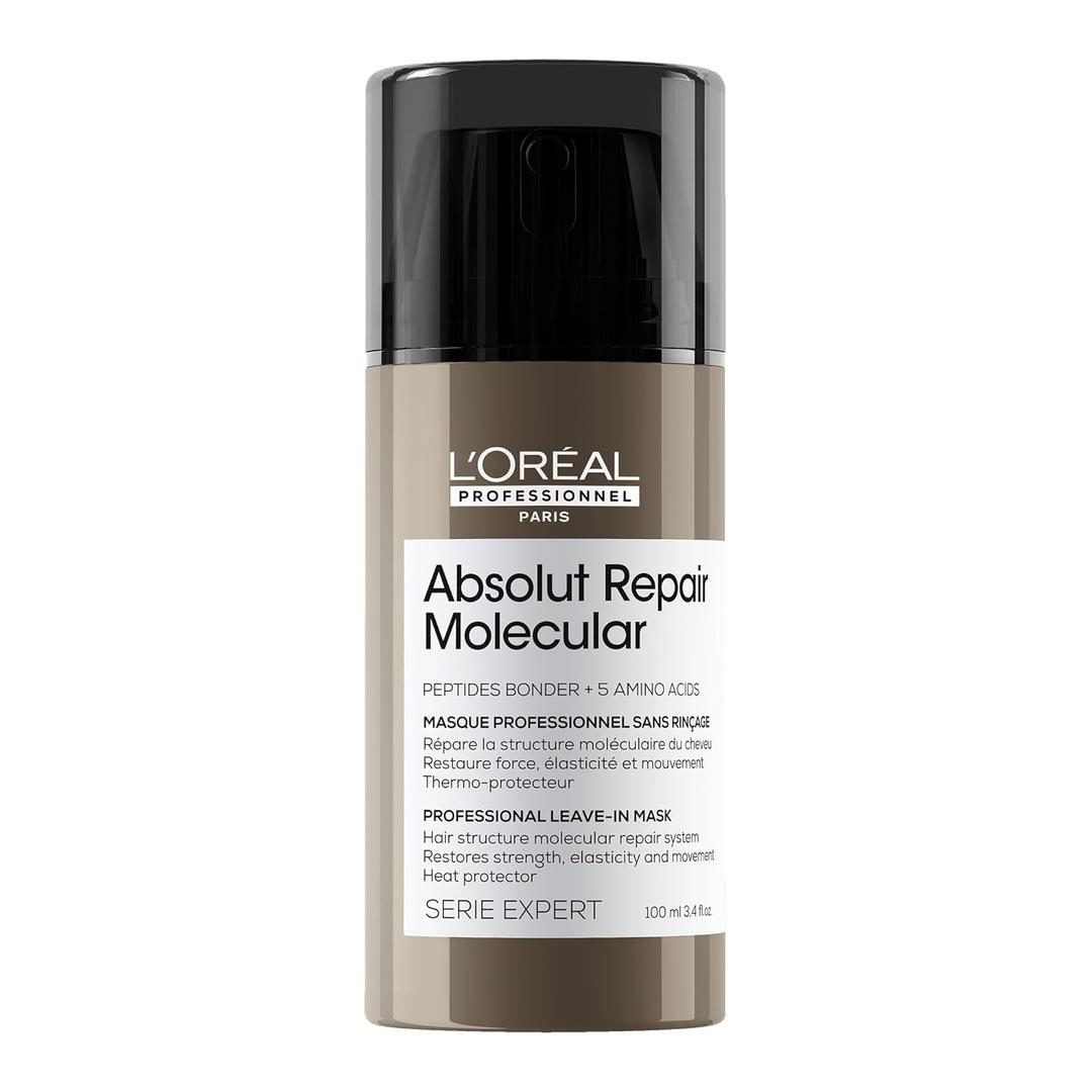 L'Oral Professionnel Paris Absolut Repair Molecular Leave In Mask - Smooths and Strengthens Hair For All Damaged Hair Types, Protects from Heat