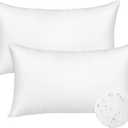 Pack of 2 12x20 Outdoor Pillow Inserts, Water Resistant Throw Pillow Inserts, Outdoor Lumbar Pillow for Patio, Furniture, Sofa, Bed, Living Room, Garden Decorative Waterproof Pillow Inserts