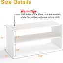 2 Tier Small White Shoe Rack For Closet, Stackable Shoe Shelf Organizer for 9 -12 Pairs of Shoes, Small Shoe Storage Organizer for Entryway, Hallway, Garage,Living Room, Bedroom, Size 28.5"* 11" * 13"