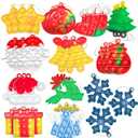 36Pcs Christmas Set Pop Fidget Toys Push Pop it Bubble Fidget Sensory Toy Pop It Fingertip Keychain Decompression Bubble Toys for Kids.