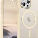 SUPFINE Magnetic for iPhone 15 Pro Max Case (Compatible with MagSafe) (10 FT Military Grade Drop Protection) Slim Translucent Matte Shockproof with Anti-Fingerprint Phone Case, Antique White