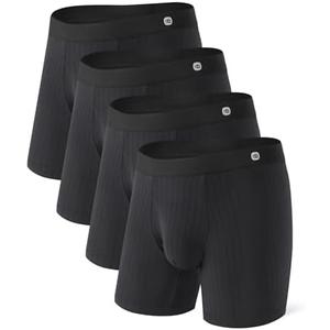 DAVID ARCHY Men's Underwear Boxer Briefs Breathable Ultra Soft Stretch Knit Texture Modal Underwear for Men 4 Pack M