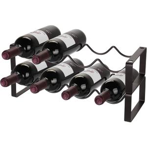 Stackable Wine Rack Countertop, 8 Bottles 2 Tier Wine Cabinet Counter, Wine Rack Holder and Storage, Metal Wine Bottle Holder Freestanding for Cabinet