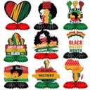 Yexiya 9 Pcs Black History Month Honeycomb Centerpieces, 3D Double Side Black History Month Decorations Honeycomb Centerpieces, African American BHM Festival Decor Table Toppers