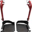 Wheelchair footrest Red Replacement,Economy Footrest for Wheelchairs and Transport Chair, Composite Footplates and Heel Loops,Universal Swing-Away Footrests, T93HEP, PH-SF(1 Pr, Red)