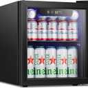 Antarctic Star Mini Fridge Cooler - 12 Bottle 48 Can Beverage Refrigerator Glass Door for Drinks or Beer Wine Small Drink Dispenser for Home, Office or Bar, Electronic Temperature Control1.3cu.ft. (Black)