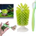 Glass Bottle Bristle Brush with Suction Cup Turtle Scrub Brush Upright Stays in Sink Bristle Scrub Cleaning Brushes for Glassware, Wine Glass, Bottles, etc. (Green)