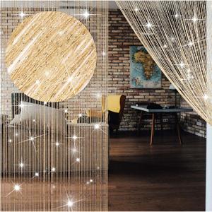 WILLBOND 4 Pcs String Curtains Glitter Fringe Curtains for Window 79 x 39 Inch Door Divider Strip Tassel for Wedding Living Room Bathroom Coffee Shop(Champagne) WILLBOND 4 Pcs String Curtains Glitter Fringe Curtains for Window 79 x 39 Inch Door Divider Strip Tassel for Wedding Living Room Bathroom Coffee Shop(Champagne)