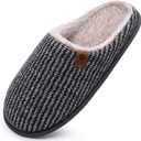 ONCAI Men's House Slippers Memory Foam Slip-On Warm Cozy Scuff Home Bedroom Shoes with Indoor/Outdoor Rubber Soles US Size 7-15 (10)