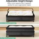 Kitstorack 2Pack Height-adjustable Under Bed Storage with Wheels, Under Bed Storage Containers,Under Bed Shoe Storage Organizer with Clear Window&Label, Suitable for Clothes Storage, Black