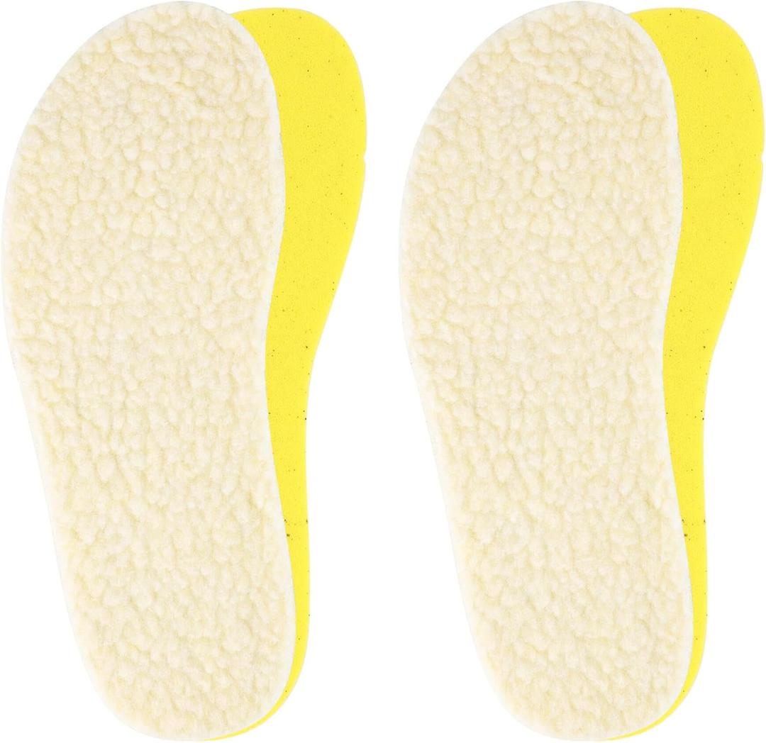 riemot 2 Pairs Memory Foam Wool Insoles for Crocs Clogs,Garden,Nurse,Chef,Wide Toe Box Shoes - Warm Replacement Thin Inserts for Women/Men Beige, US 7