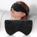 Sivio Weighted Eye Mask for Women & Men, Heatable and Freezable Weighted Eye Pillow with Silica Beads & Adjustable Strap, Soft Breathable Cotton Eye Cover for Sleeping Faster and Better, Black