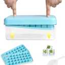 Ice Cube Tray with Lid and Bin, 60pcs Mini Ice Cubes, Ice Cubes Mold, with 2 Trays, Freezer Ice Bin, for Chilling Drinks Coffee, Ice Cube Trays for Freezer, Ice Trays for Freezer with Bin(Blue)