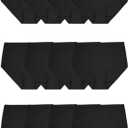 Fruit of the Loom Women's Eversoft Cotton Underwear Multipacks, Tag Free & Breathable (8, Brief - Black)