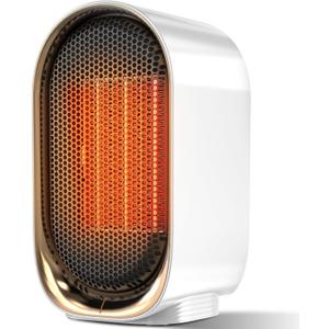 QQT Space Heater,Portable Mini Energy Efficient Space Heaters for Indoor Use,2-Speed Portable Heater Fan for Office with Adjustable,Triple Protection,Suitable for Bedroom, Office and Indoor Use(White)