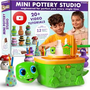 Precision Mini Pottery Wheel for Kids - Complete DIY Pottery Studio Kit with High Power Motor & Air Dry Clay - Create 12 Miniature Projects - Great for Kids Ages 8-12, Engineered for Perfect Creations