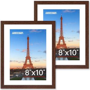 FIXSMITH Brown 8x10 Picture Frame Set of 2, Collage for Tabletop or Wall Display
