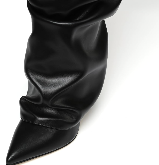 Size 9 Women's Boots, Womens Knee High Boots Wide Calf Chunky High Heel Boots Fashion Fold Over Boot Pointed Toe Winter Fall Tall Boots for Women Pull on Trendy