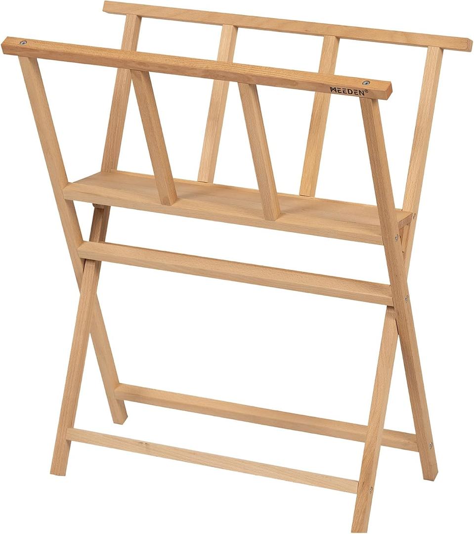 MEEDEN Folding Art Print Rack - Beechwood Art Storage Rack - Artist Storage and Display Rack for Canvas Art Prints Panels Posters Art Gallery Shows, Small, Natural