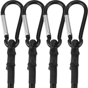 WORKPRO 24 Inch Bungee Cords with Hooks, 4 Pack Superior Rubber Heavy Duty Bungee Straps Strong Elastic Rope for Outdoor Tent, Luggage Rack, Camping, Cargo, RV, Bike, Transporting, Storage, Black
