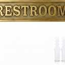 8.5 x 2 Inch Restroom Sign Solid Brass Metal Door Sign with Mounting Hardware Antique Finish Easy DIY Installation Home Decor for Gents, Ladies, Office, Laundry, Restroom, Pull, Parking