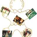 Metal Gingerbread Wreath Spiral Christmas Card Holder Xmas Wall Hanging Photo Greeting Card Holder Wire Loop Picture Display Insert Wall Decor