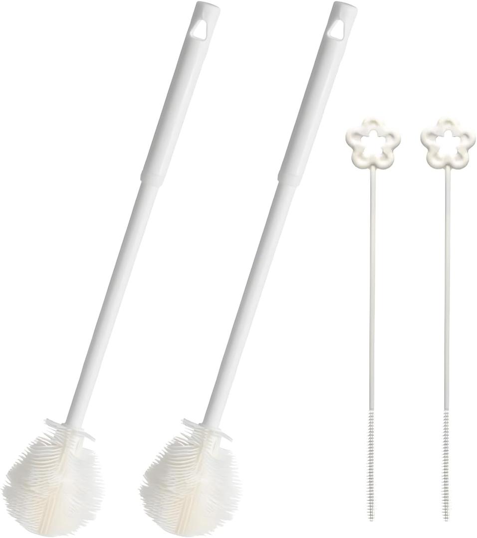 2 Pieces Flexible Silicone Bottle Brush with Long Handle, Long Handle Water Bottle Brush Cleaner, for Narrow Neck Bottles, Water Bottles, Baby Bottles, Flasks