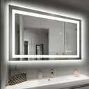 Hivone 40X32 LED Bathroom Mirror with Lights, Anti-Fog, Dimmable, Backlit + Front Lit, Smart Bathroom Vanity Mirror, Memory Function, Shatterproof, Tempered Glass (Horizontal/Vertical)