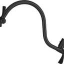 Voolan All Metal Shower Head Extension Arm, 14 Inch Curved Solid Brass Adjustable Shower Arm, Universal Connection Pipe, Flexible Height, Matte Black