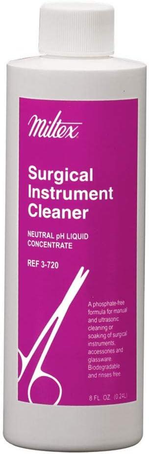 Surgical Instrument Cleaner, 8 fl. oz. (0.24 Liter) Bottles. Super Concentrate Formula for Manual and ultrasonic Cleaning or Soaking of Surgical Instruments, Accessories and Glassware.